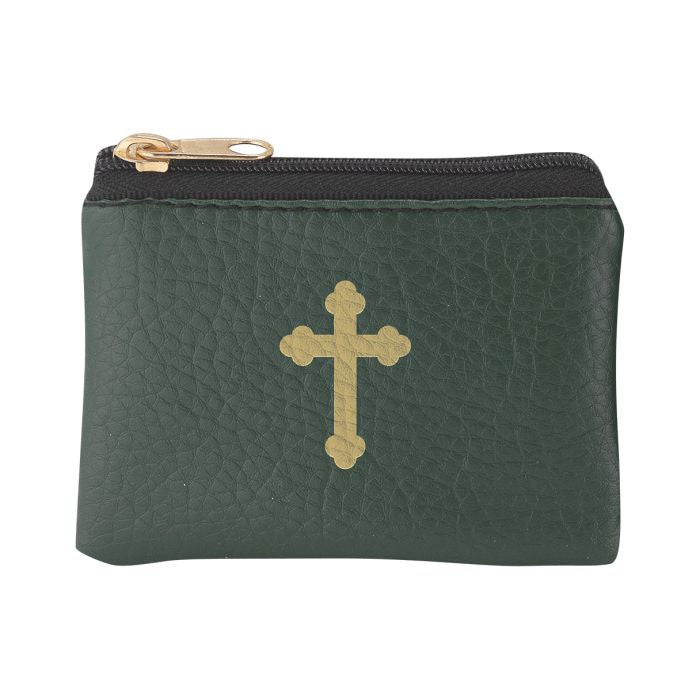 Rosary Case Leatherette with Gold Stamped Cross Image