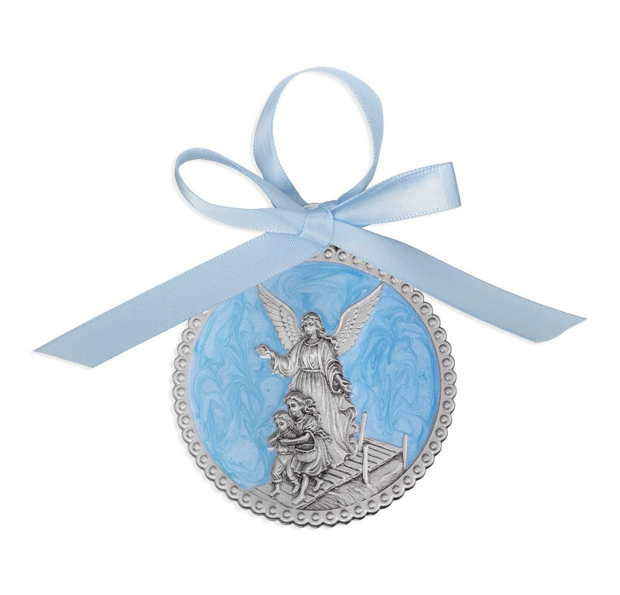 Guardian Angel Enameled Crib Medal - Blue or Pink