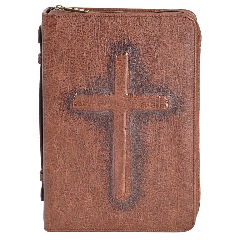 Brown Vintage Cross Bible Case