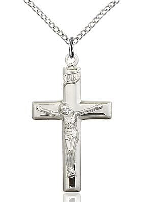 Sterling Silver Polished Crucifix - Necklace