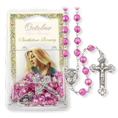 Birthstone Colored Rosaries, Acrylic Aurora Borealis Beads