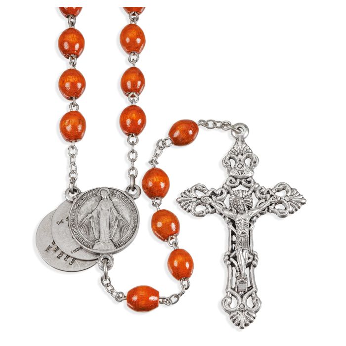 Mysteries Rosary In Brown Or Black Wood Beads
