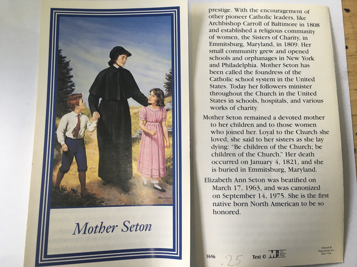 St. Elizabeth Ann Seton - Mother Seton - Prayer Pamphlet