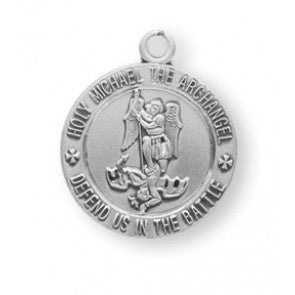 St. Michael the Archangel sterling silver small medal with 18 inch stainless steel chain