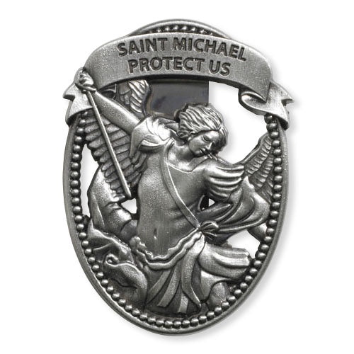 Saint Michael Visor Clip In Silver Tone