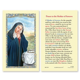 Prayer to the Mother of Sorrows Holy Card