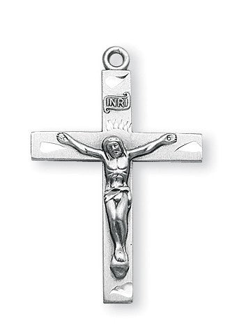 Sterling Silver Engraved Basic Crucifix - Necklace