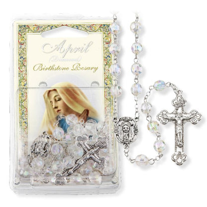 Birthstone Colored Rosaries, Acrylic Aurora Borealis Beads