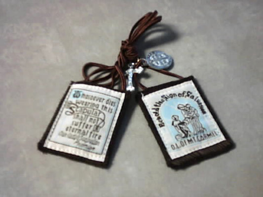 Traditional Scapular with brown cord