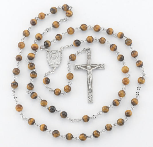 Tiger Eye Bead New England Pewter Rosary