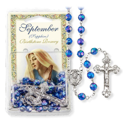 Birthstone Colored Rosaries, Acrylic Aurora Borealis Beads