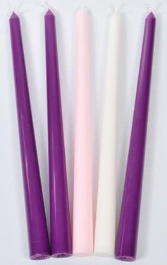 Advent Candles (Set of 5) - 10" Wax Taper Candles