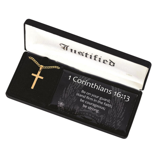 Gold Plated Cross Necklace with Gift Card and Box