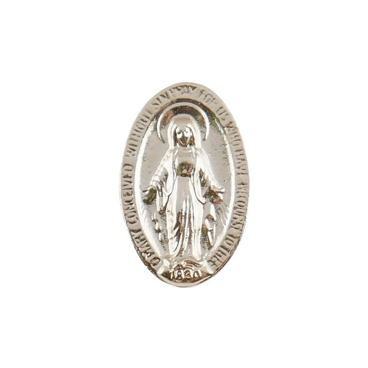 Miraculous Medal Gold Tone Lapel Pin