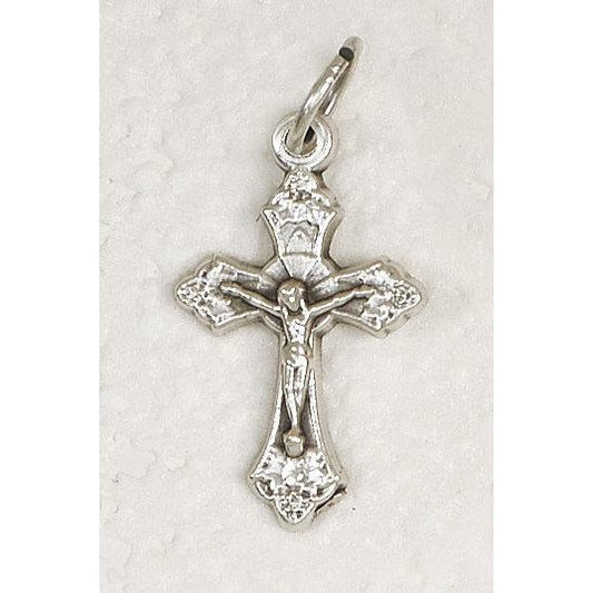 Silver Tone Crucifix Medal