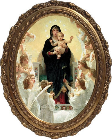 Our Lady Queen of Angels - Oval Framed Canvas