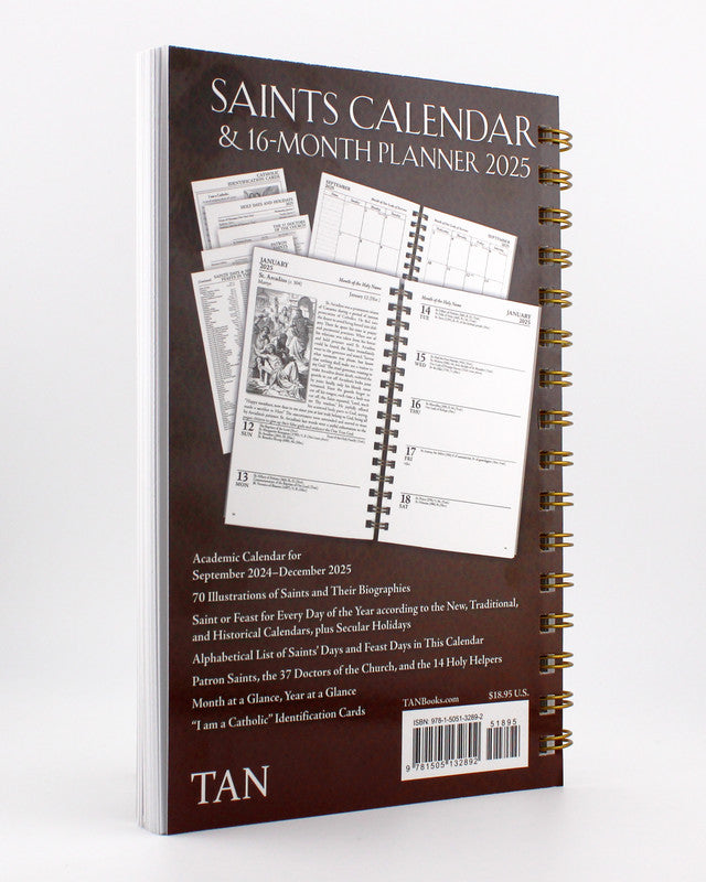 2025 Saints Calendar & Planner, 16 Month