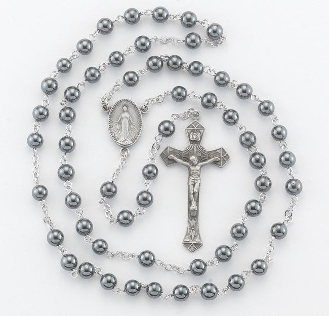 Hematite New England Pewter Rosary