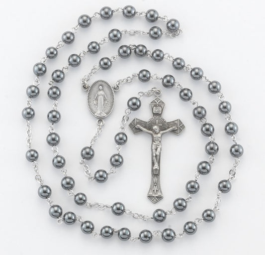 Hematite New England Pewter Rosary