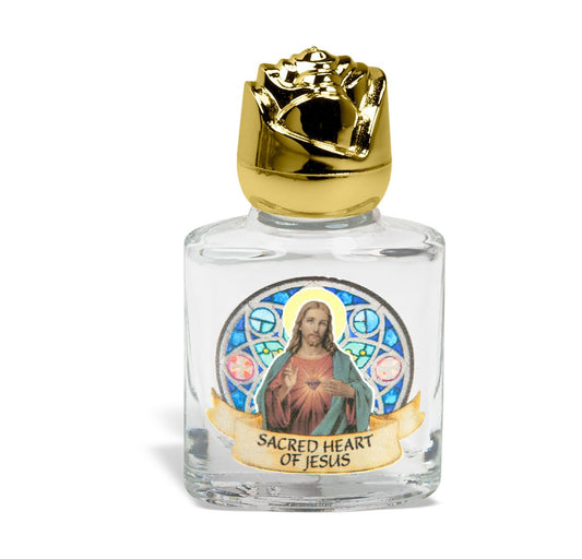 Sacred Heart of Jesus Glass Holy Water Bottle