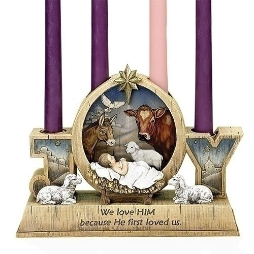 Advent Candle Holder with Nativity Scene