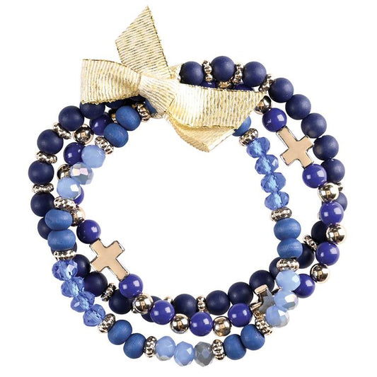 Navy Triple Cross Bracelet