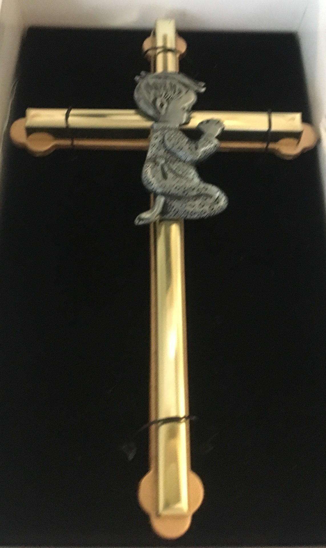 6" Gold Cross With Pewter Boy