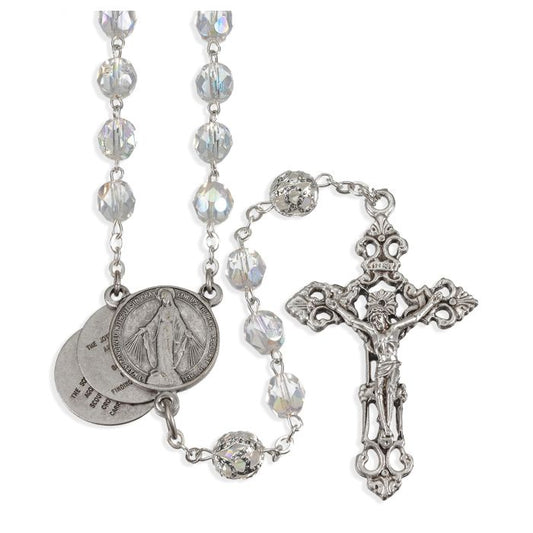 Mysteries Of The Rosary Center With Crystal or Sapphire Blue Beads