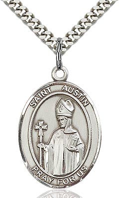 St. Austin sterling silver oval medal on chain