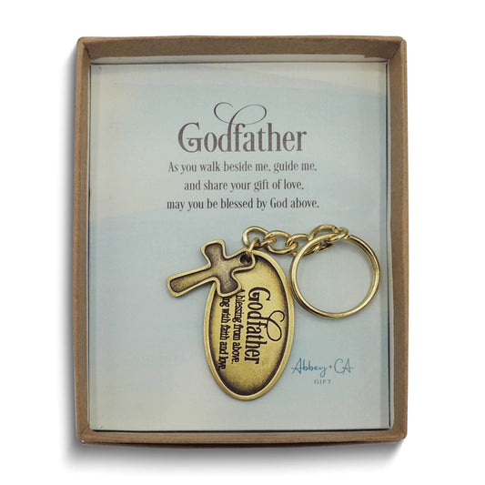 Godparent Key Chain with Cross Medal