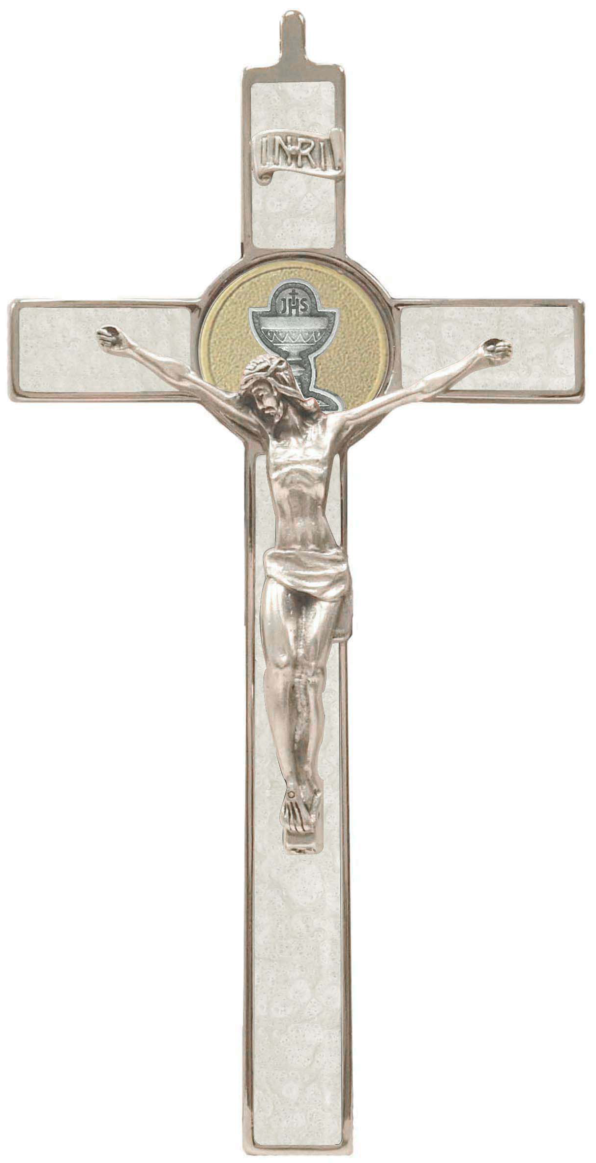 Metal Tone First Communion Wall Crucifix 8” (Metal & Color Variants)