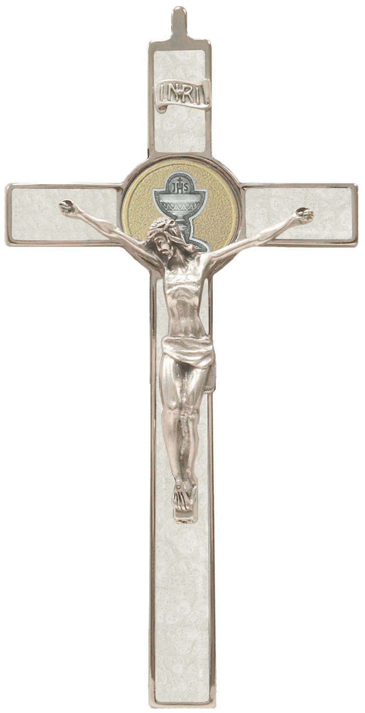 Metal Tone First Communion Wall Crucifix 8” (Metal & Color Variants)