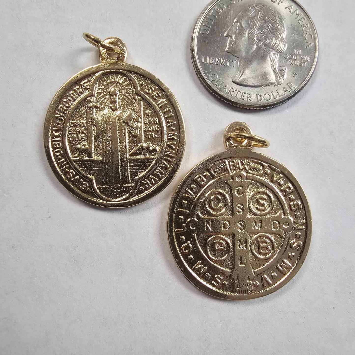 St. Benedict Jubilee Medal, Oxidized in Gold-tone or Brass-tone