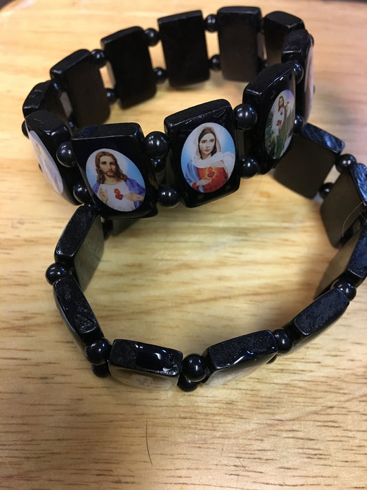 Large Black Wood Saints Bracelet