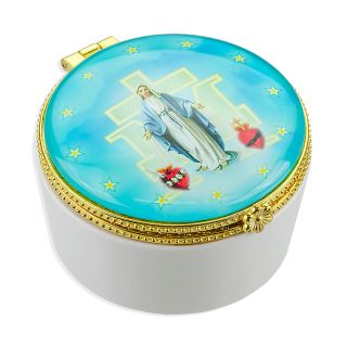 The Sacred Hearts of Jesus and Mary Porcelain Rosary Box