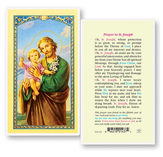 Prayer to St. Joseph - Laminated Holy Card