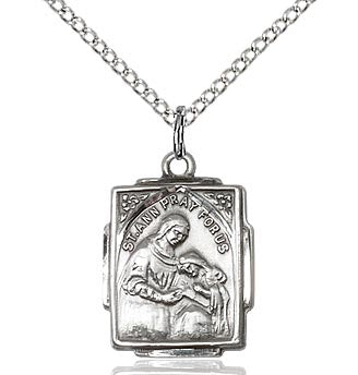 St. Ann square, sterling silver medal on chain