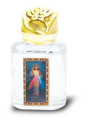 2" Divine Mercy Glass Holy Water Bottle