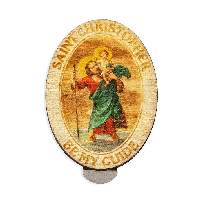 St. Christopher Wood Visor Clip