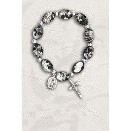 14 mm Black Oval Murano Glass Rosary Bracelet