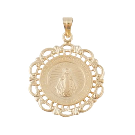 Miraculous Medal - 14Kt Yellow Gold Round Filigree