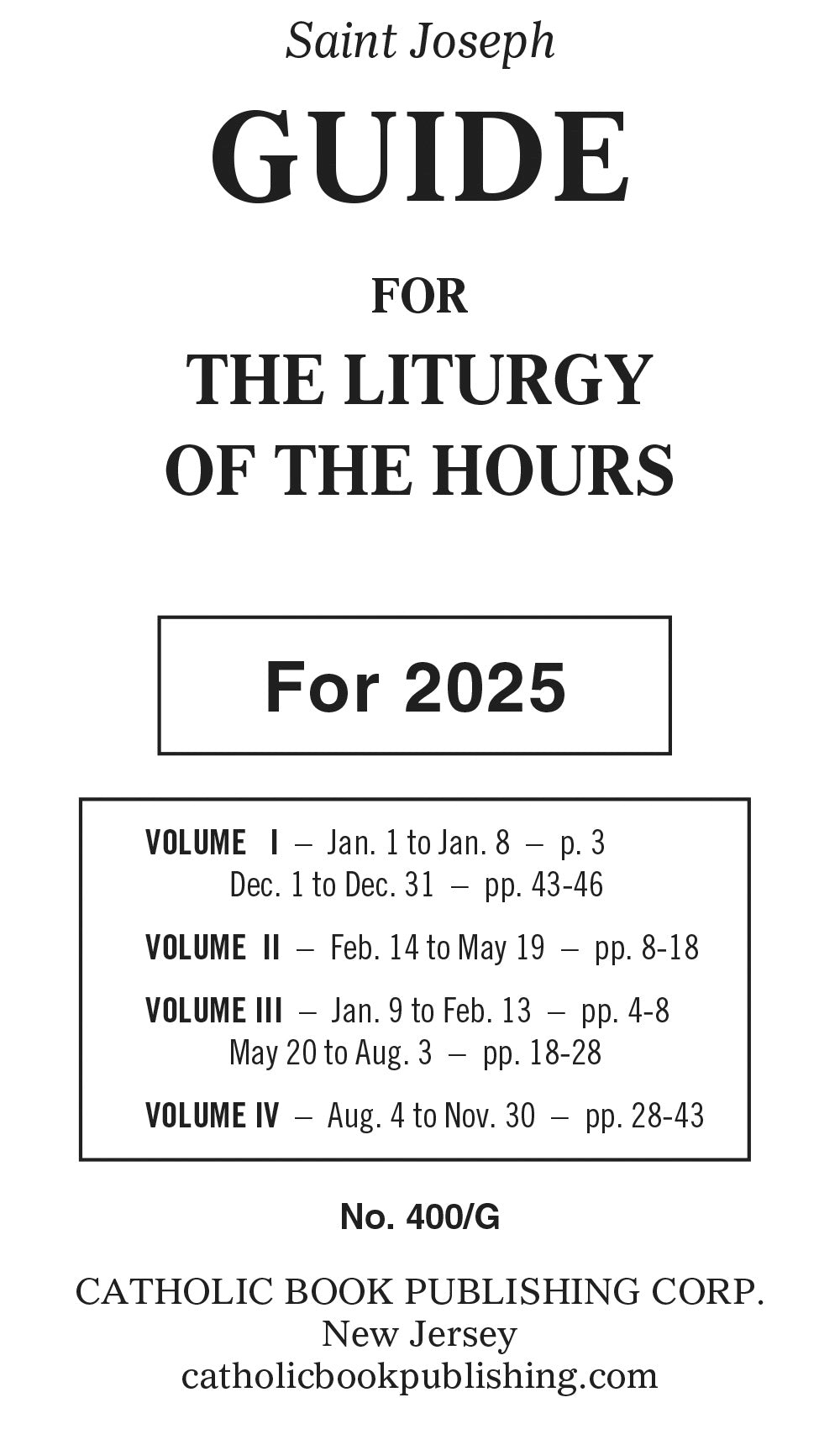 2025 Guide for Liturgy of the Hours (4 Volume)