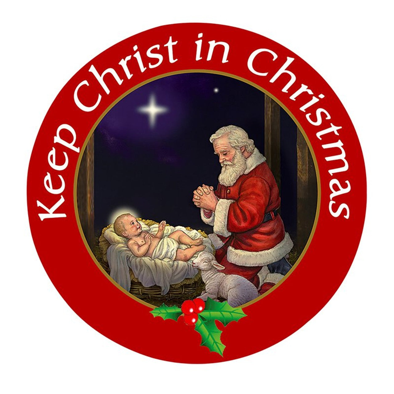 Adoring Santa Keep Christ in Christmas Auto Magnet