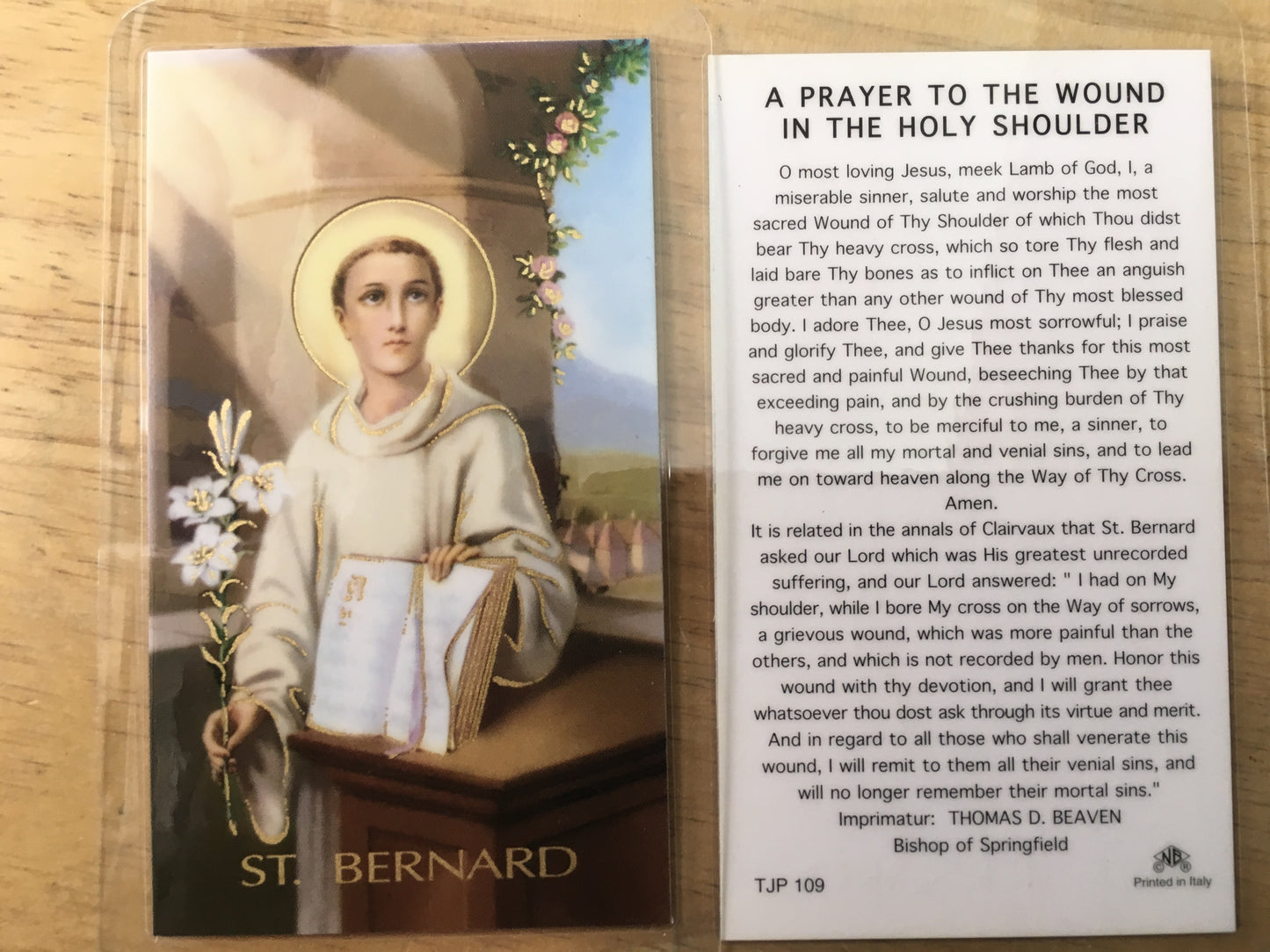 St. Bernard - A Prayer to the Wound in the Holy Shoulder - Holy Card (Limited)