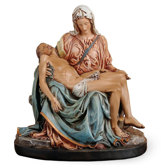 Fully Colored Pieta Figure, Renaissance Collection - 9"