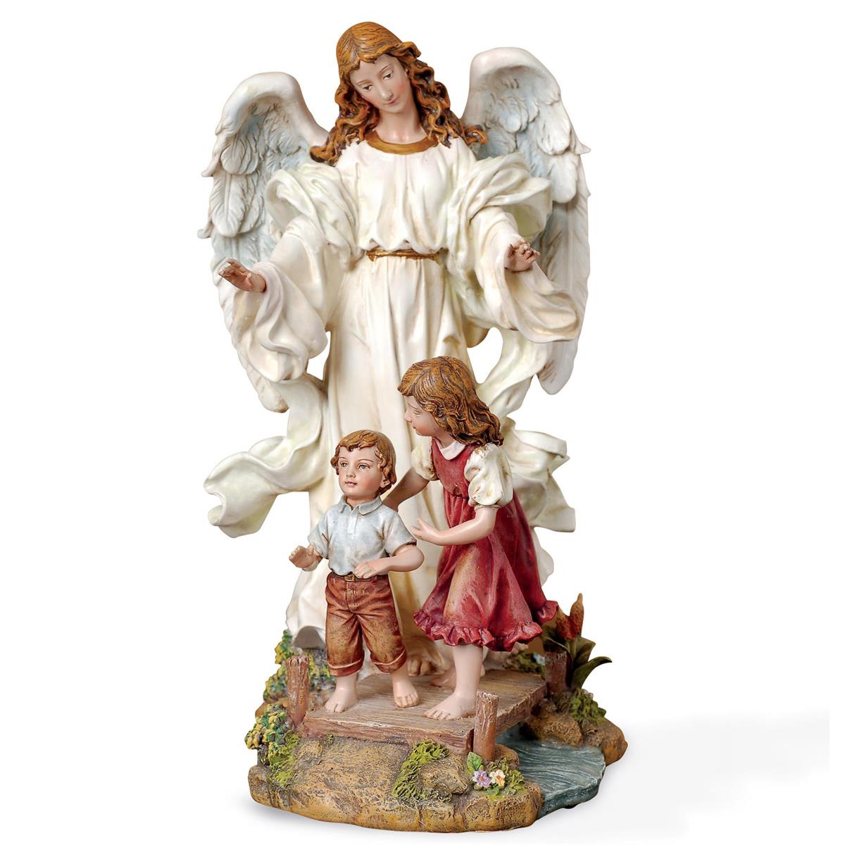 10" Guardian Angel with Children Crossing the Bridge Statue