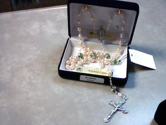 Peridot August Rondelle Rosary with Bohemian Crystal