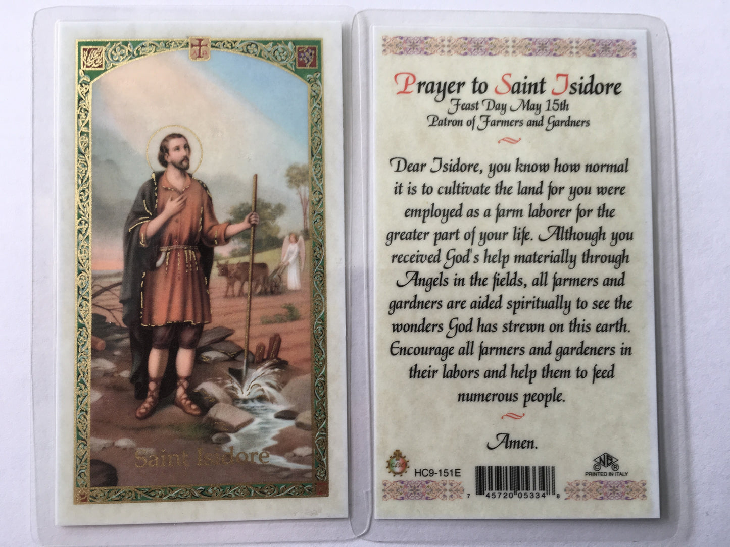 St. Isidore the Labourer (Farmer) - Holy Card