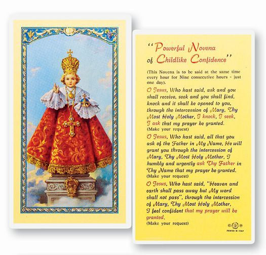 Infant of Prague - A Powerful Novena Of A Childlike Confidence - Holy Card