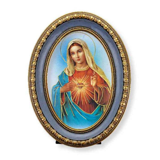 Immaculate Heart of Mary Print in Oval Gold-Leaf Frame